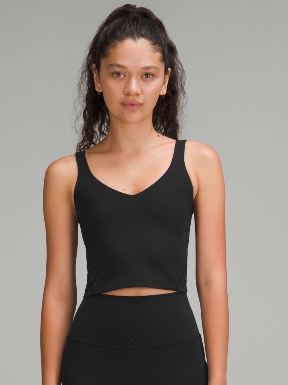Lululemon Black Cropped V-Neck Tank Top